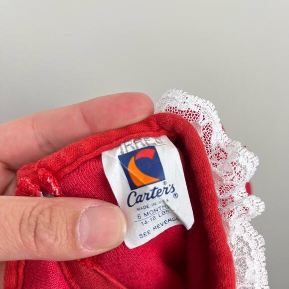 Vintage Carter's Red Velvet Footie 6 Months USA - Picture 4 of 8